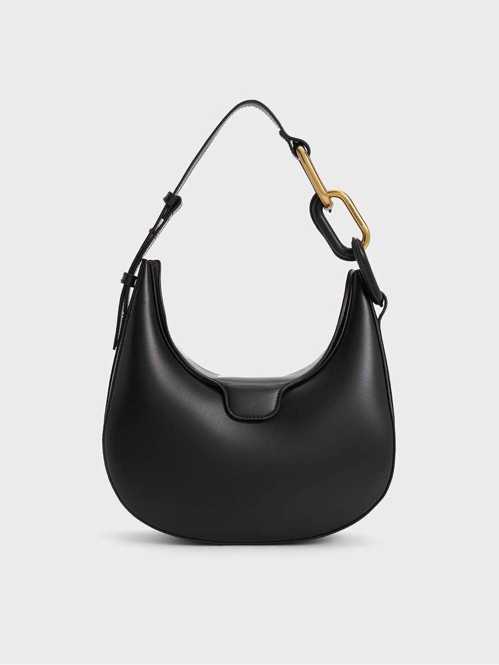 Madison West Black Leather Hobo with Gold Accent